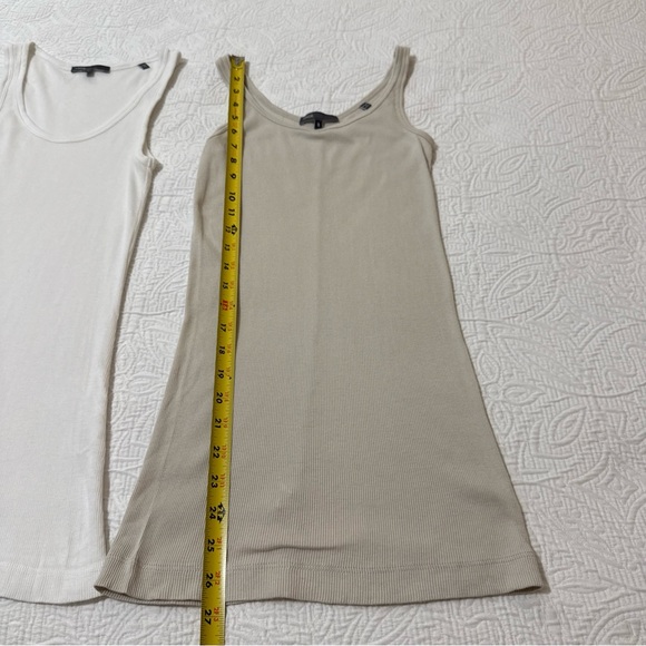 Vince Lot Of 2 Womens White Beige Tank Top Ribbed Pima Cotton Made In Peru Sz S - Picture 3 of 12